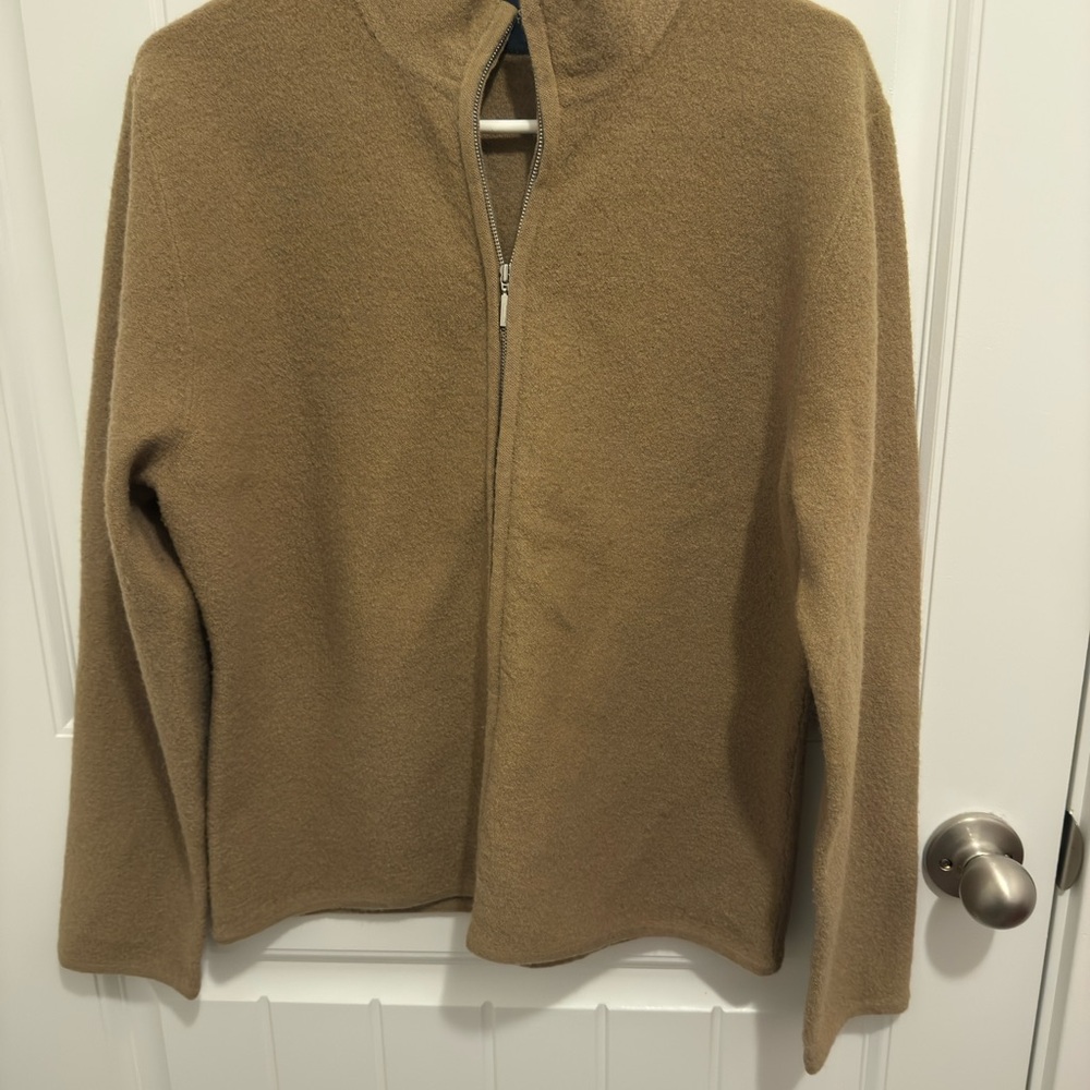 Bridgetown Collection Womens 100% Wool Full Zip Sweater Camel Tan Size Med
